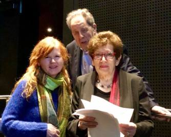 Sarah Cahill with François and Ann Mottier preparing for the introduction.